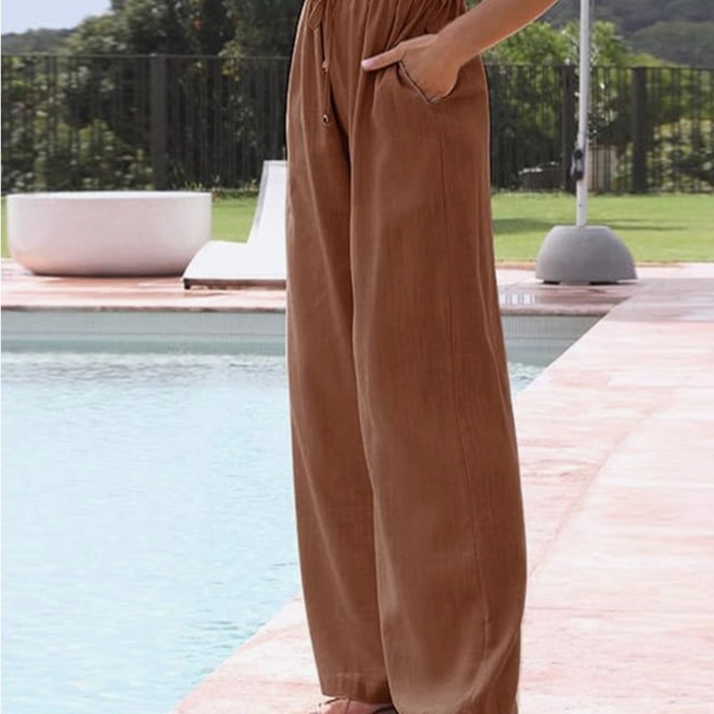 Elegant rust colored Wide-Leg Women's Pants
